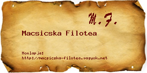 Macsicska Filotea névjegykártya